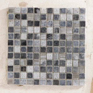 1 plaque de mosaïque sol / mur Mineral travertin effet pierreblanc, gris 30.5 x